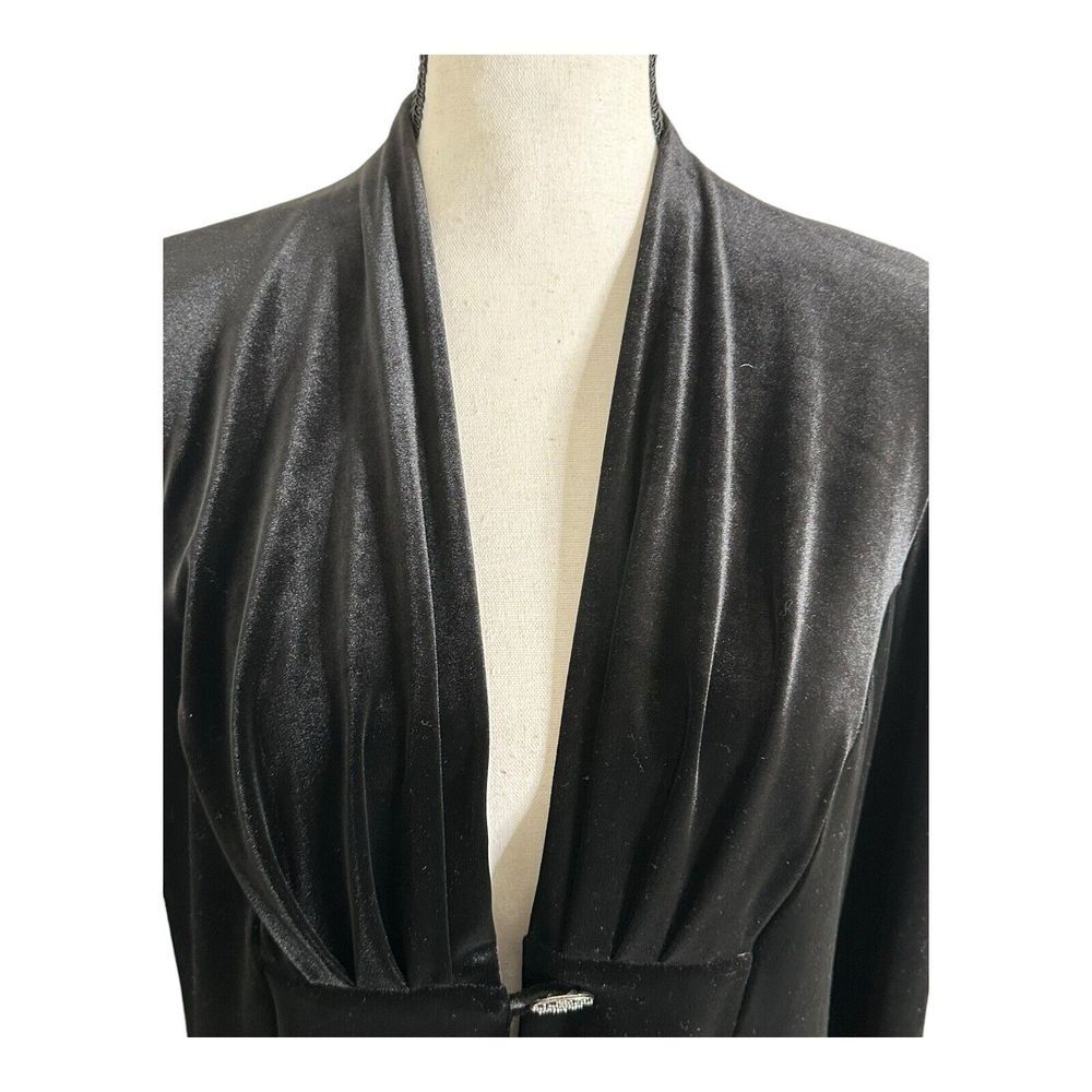 Vtg Peck & Peck Weekend Women's Black Velvet Jacket with Brooch‎ Clasp Closure L - Picture 2 of 16